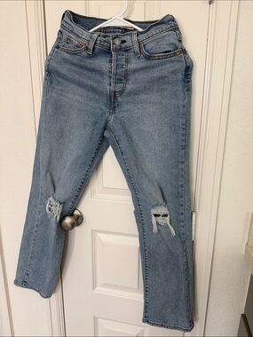 2 Levi's Light Blue Straight-Leg Distressed Jeans